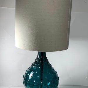 Peacock Blue Glass Bubble Lamp with Shade 19.5 in.