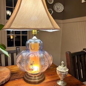 Mid-Century Modern (MCM) Carl Falkenstein Style Blue Glass Hollywood Regency Table Lamp