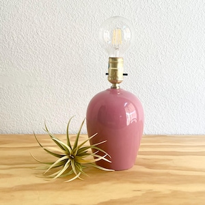 Vintage 80's Small Glossy Pink Ceramic Desk/Nursery Lamp