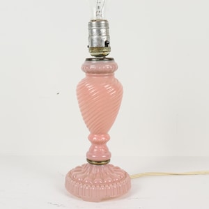 Shabby Chic Pink Glass Lamp – Vintage Cottagecore Lighting – Romantic Vanity Table Light