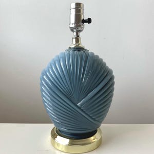 80's Blue Deco Scalloped Glass Lamp