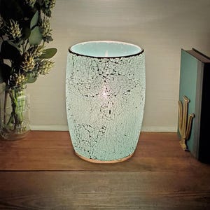 Mosaic Glass Lamp ~ Repurposed Lighting Decor - Teal Blue